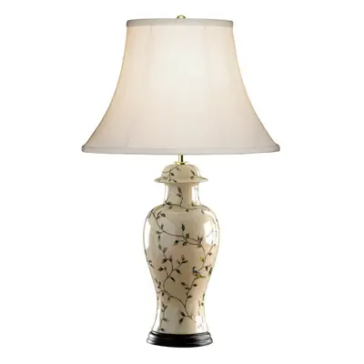 Table Lamp Chinese Gold Bird Pattern Cream Double Pleat Shade LED E27 60W