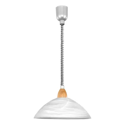 Pendant Light Silver Satin Nickel Beech Shade White Glass Alabaster E27 1x60W