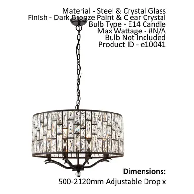 Ceiling Pendant Light Dark Bronze Paint & Clear Crystal x 40W E14