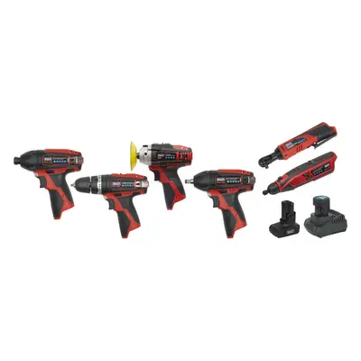 6x Cordless Power Tool Bundle & 2x Batteries - Hammer Drill Impact Driver Wrench