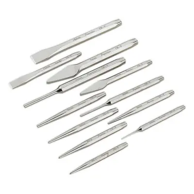 12 Piece PREMIUM Punch & Chisel Set - Hardened & Tempered - Chromed Steel