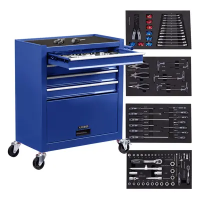 AREBOS workshop trolley | drawers incl. 81pcs. tools + large compartment | incl. anti-slip mats 