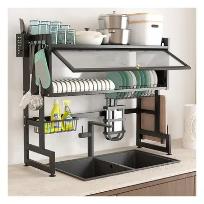 (105cm) Over the Sink Dish Drainer Drying Rack With Cover