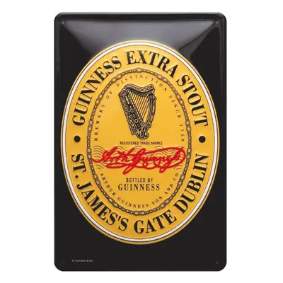 Guinness Label Embossed Metal Sign 300mm x 200mm. Licensed