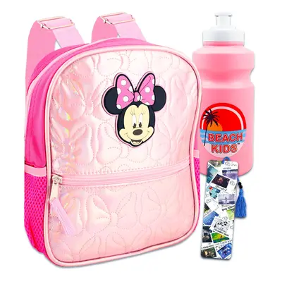 Minnie Mouse Mini Backpack for Girls - Bundle 10"" Minnie Mouse Mini Backpack Water Bottle and B