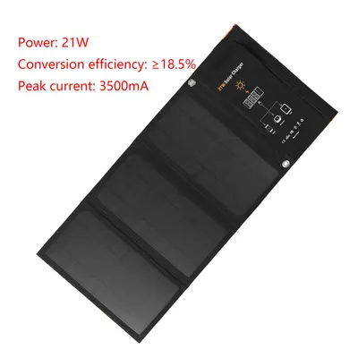 (21W) 21W Foldable Solar Panel Charger Waterproof Portable Solar Charger USB Ports for Battery P