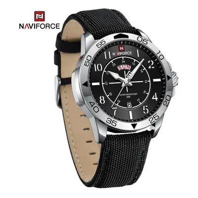 (silver,black, 255mm) Naviforce Men&apos;s Watches Quartz Army Waterproof Wristwatch Nf9204n