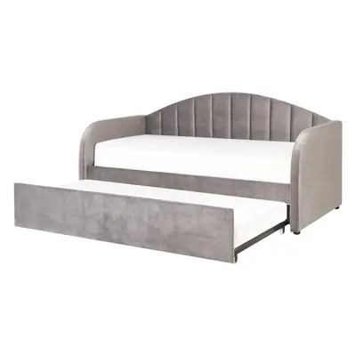 Trundle Bed Velvet EYBURIE x cm (EU Single) Grey