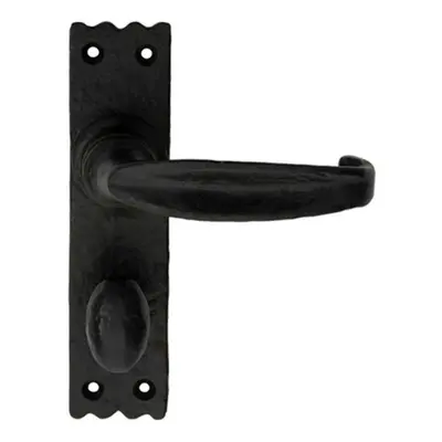 PAIR Creased Style Lever on Slim Bathroom Backplate x 38mm Black Antique