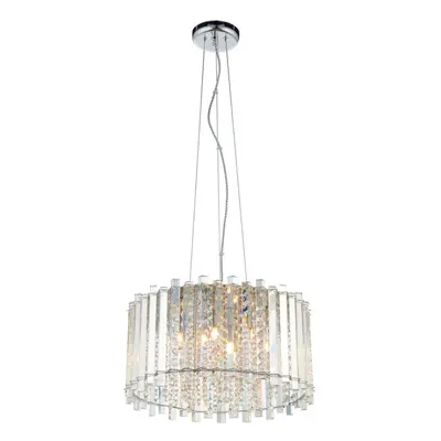 Ceiling Pendant Light Clear Crystal & Chrome Plate x 28W G9 Dimmable