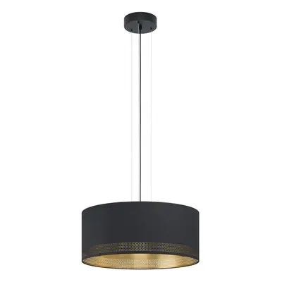 Pendant Ceiling Light Colour Black Shade Black Gold Fabric Bulb E27 3x40W