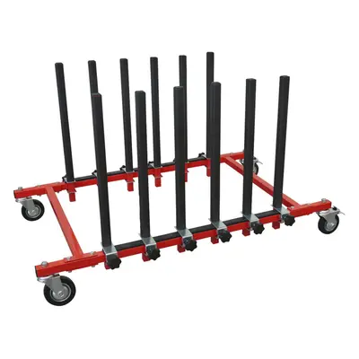 Mobile Panel Storage Rack - Adjustable Sections - 150kg Weight Limit - Wheeled