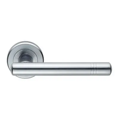 PAIR Round T Bar Handle with Ringed Design Concealed Fix Satin Chrome