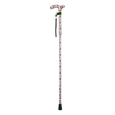 Deluxe Ambidextrous Foldable Walking Cane - Height Settings - Rose Design