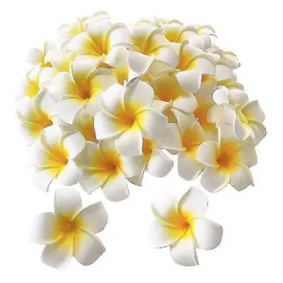 100 Pack White Foam Hawaiian Frangipani Artificial Plumeria Flower Petals Cap Ha Happy H