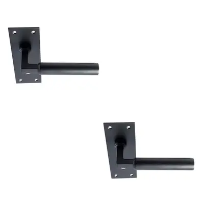 2x PAIR Round Bar Handle on Slim Lock Backplate x 50mm Matt Black Finish