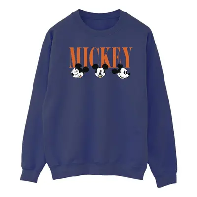 (L, Navy Blue) Disney Mens Mickey Mouse Faces Sweatshirt