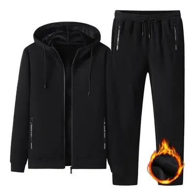 (as the picture, L) Winter Men Sets Men&apos;s Fashion Plus Fleece Thickened Warm Pure Cotton Ho