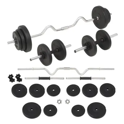 vidaXL Barbell and Dumbbell Set 30kg Free Weight Plate Disc Training Lifting