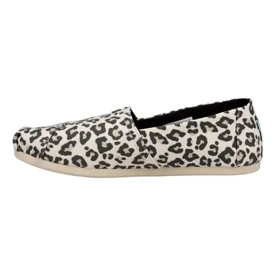 TOMS Womens Alpargata Leopard Slip On Flats Casual - Black White - Si