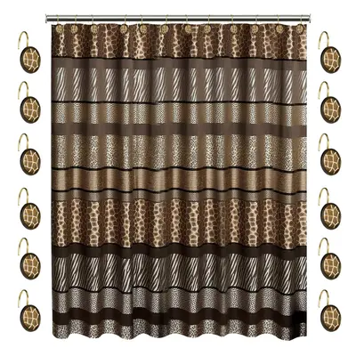 Zahari Home 13pc Safari Stripes Bathroom Shower Curtain Set Animal Print Shower Curtain Shower C