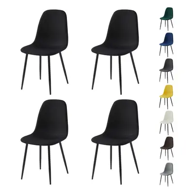 (SET OF 4, BLACK) 2/4/6Pcs Fabric Dining Chair with Metal Legs Bella