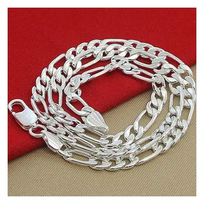 (65CM inches) Solid Stamped Silver Color Necklace For Men Classic 12mm Cuban Chain -30 Inch Char