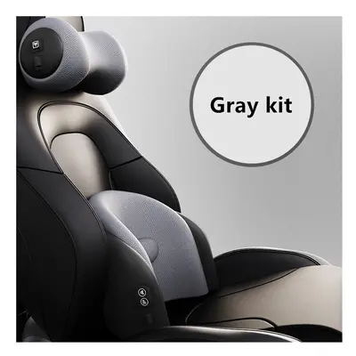 (gray kit) 3D Car Massage Neck Support Pillow Seat Back Support Headrest Pillow Memory