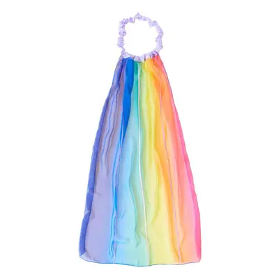 Rainbow Veil Real Silk Long Veil with Stretchy Headband | Real Natural Silk Waldorf Toys