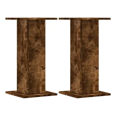 (smoked oak, x x cm) vidaXL Speaker Stands Living Room Speaker Floor Stand pcs Engineered Wood