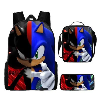 (11) Sonic Piece School Bag Lunch Bag Pencil Case Kids Set