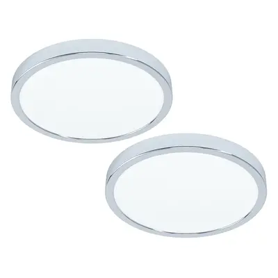 2 PACK Wall Flush Ceiling Light Colour Chrome Shade Round White Plastic LED 20W