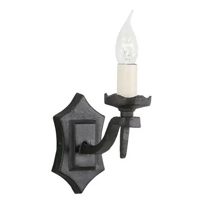 Wall Light Sconce Wrought Iron Hand Made Medieval Design Black LED E14 60W Bulb