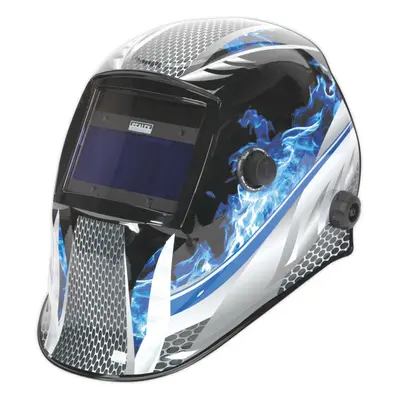 Flame Auto Darkening Welding Helmet - Adjustable Shade Knob - Grinding Function