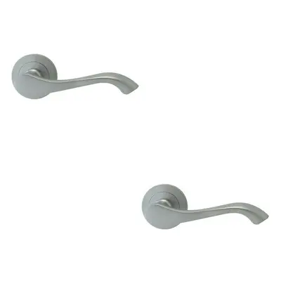 2x PAIR Scroll Shaped Handle on 50mm Round Rose Concealed Fix Satin Chrome