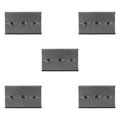 5 PACK Gang Triple Retro Toggle Light Switch BLACK NICKEL 10A Way Plate