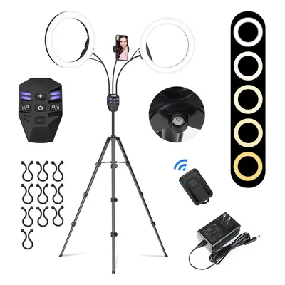 (Dual 10") 10" LED Ring Light with Tripod Stand & Phone Holder