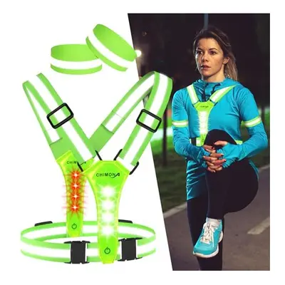 LED Reflective Vest Running Gear, High Visibility Running Vest with Adjustable Waist/Shoulder, U