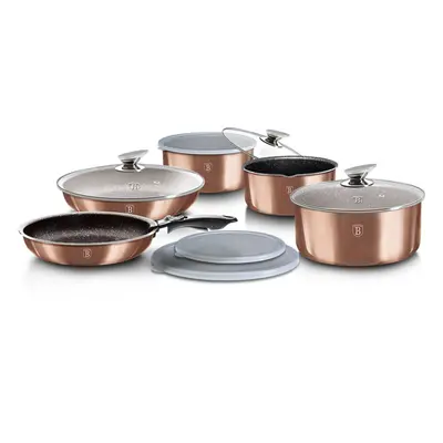 (Rose Gold) Berlinger Haus 12Pc Space Saving Cookware Set Pots Pans Induction Lids Handle