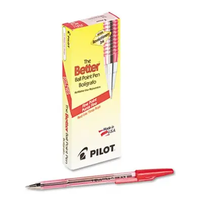 Pilot Better Ballpoint Stick Pen, Red Ink, Fine, Dozen