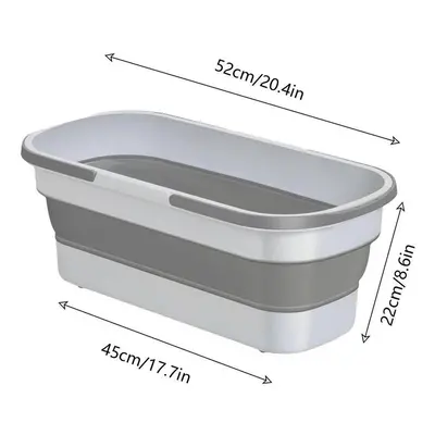 (black) Portable Foldable Mop Bucket Washing Basin with Wheel Multipurpose Rectangular Silicon B