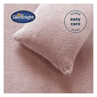 (King) Silentnight Cosy Teddy Fleece Duvet Set Blush Pink Soft Winter Bedding