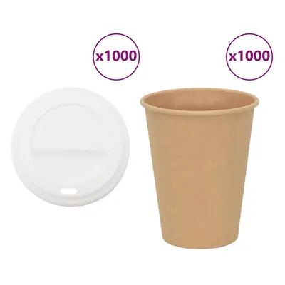 (12oz/300ml) vidaXL Paper Coffee Cups with Lids Disposable Cup Hot Beverage Cup pcs