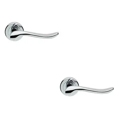 2x PAIR Scroll Shaped Lever Handle on Round Rose Concealed Fix Polished Chrome