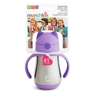 MunchkinÃÂ® Cool CatÃ¢ÂÂ¢ Stainless Steel Straw Cup Purple 237ml (8oz)