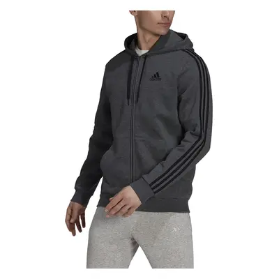 adidas Men's Essentials Fleece 3-Stripes Full-Zip Hoodie Dark Grey He