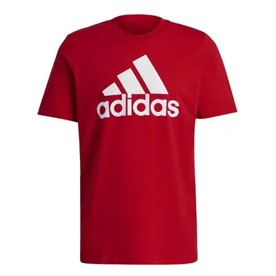 adidas Men's Essentials Big Logo Tee Scarlet/White Large