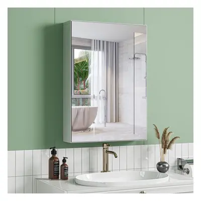 Dripex Single Door Bathroom Mirror Cabinet, Wall Mounted Storage Cupboard with Mirror, Cabinet w