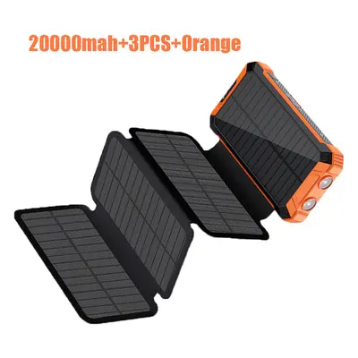 (20000mah-3PCS-Or) Portable Solar Panel Power Bank 20000mAh 12V 5V Usb Portable Solar Cell Solar