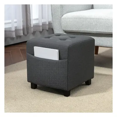 HOMCOM Small Footstool Square Ottoman with Padded Seat for Living Room Grey